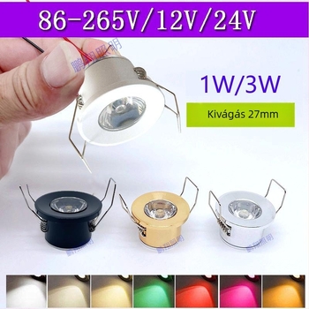 Mini Bull's Eye LED spotlámpa kiállításokra és borospultokba beépítve, 12–24V DC