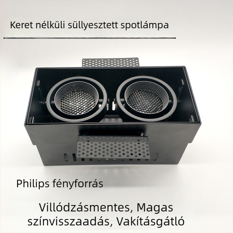 Gyári testre szabott kettős fejű COB LED beépített spotlámpa, anti‑reflex méhsejt hálóval, keret nélküli kivitel