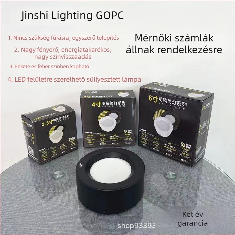 GOPO LED mennyezetre szerelt downlight, lyuk nélküli, 7W/12W/18W, nagy fényerő, 3000–6000K