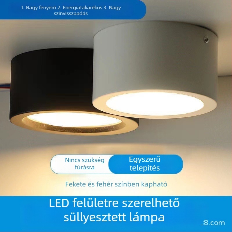 GOPO LED mennyezetre szerelt downlight, lyuk nélküli, 7W/12W/18W, nagy fényerő, 3000–6000K