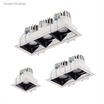 Anti‑reflex LED beépített mennyezeti lámpa kettős fejjel, 10W/20W/30W, négyzet alakú rács dizájn a nappaliba