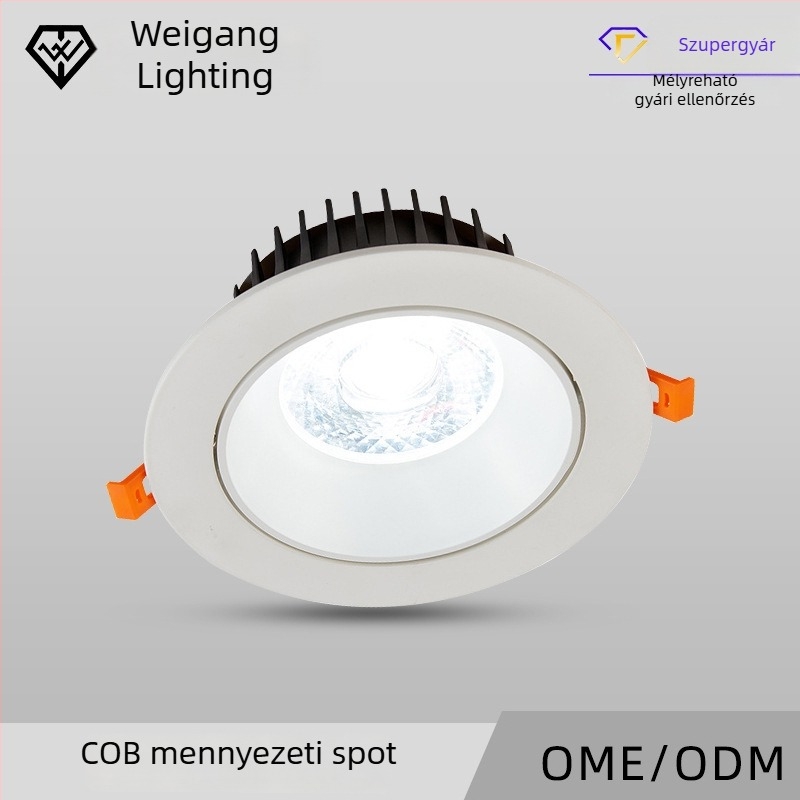 Beépített LED spotlámpa, antireflex COB LED, alumínium ház, 220V, otthoni és ruházati üzletek számára