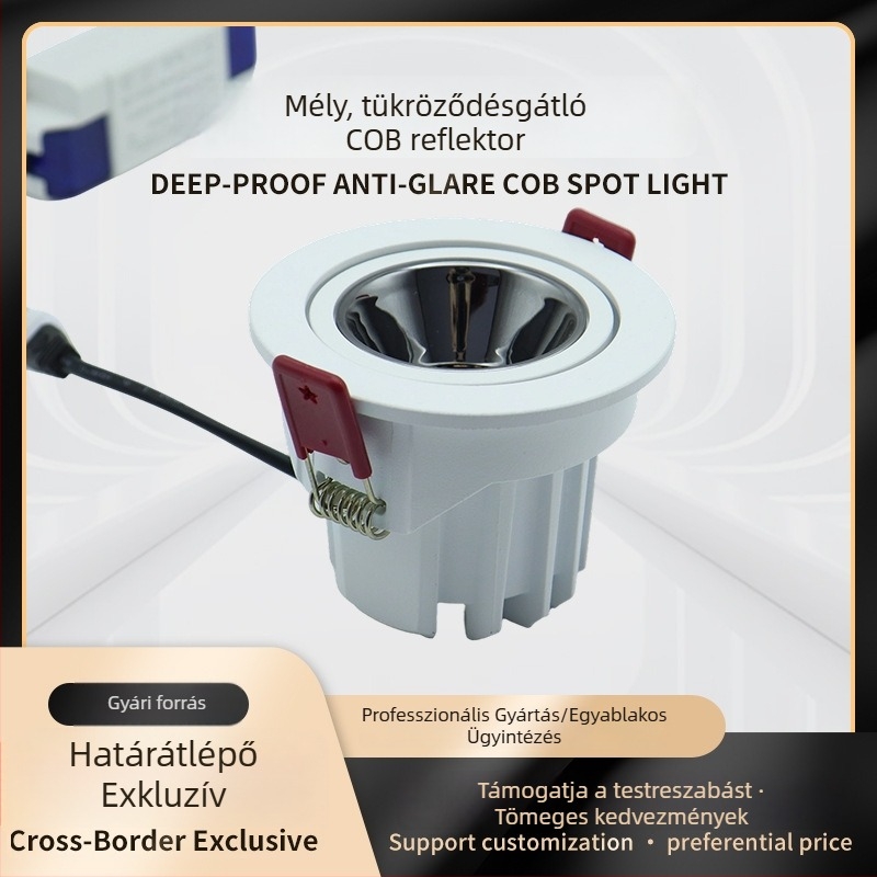 Szállodai és otthoni használatra tervezett domborodó formájú beépített COB LED spotlámpák, mély anti-glare hatással, downlight, testreszabható