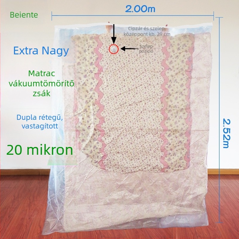 Bert Extra nagy matrac vákuumszívó zsák pumpával, PA+PE anyag, testreszabható vastagság