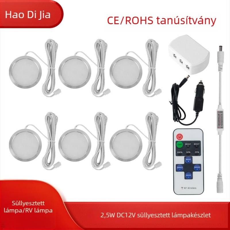LED szekrény- és ruhásszekrény világítás, 12V lefelé fénysugárzó fény (downlight), alumínium ház, 5W, meleg fehér 3000K, modern minimalista stílus