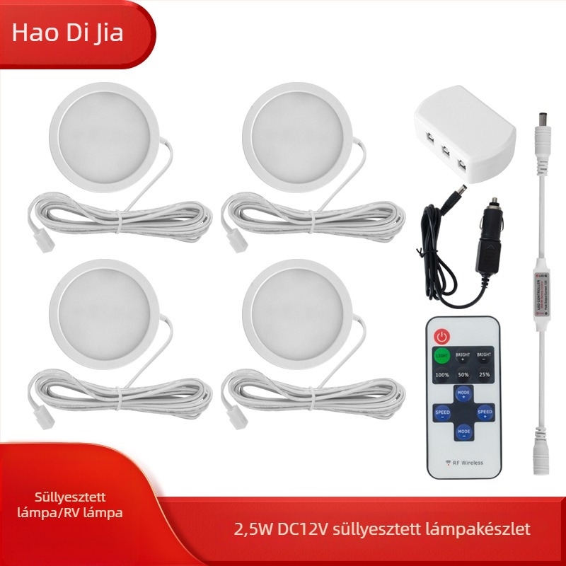 LED szekrény- és ruhásszekrény világítás, 12V lefelé fénysugárzó fény (downlight), alumínium ház, 5W, meleg fehér 3000K, modern minimalista stílus