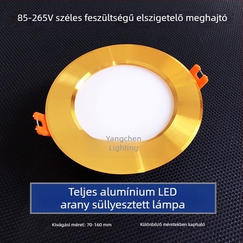 Arany színű beépített LED downlight háromszínű fényerő-szabályozással, szállodai folyosók és templomi rekesz számára, arany keretes mennyezeti világítás