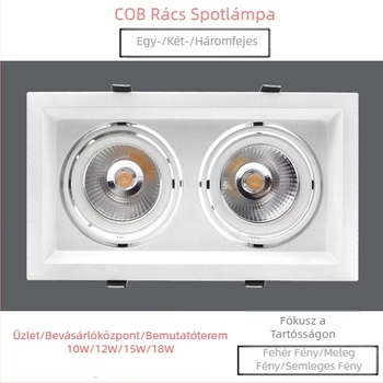LED beépített AR111 LED COB világítás, rácsos megjelenésű, 12W/15W, ruházati bolt számára, egy- vagy kétfejű mennyezeti lámpa