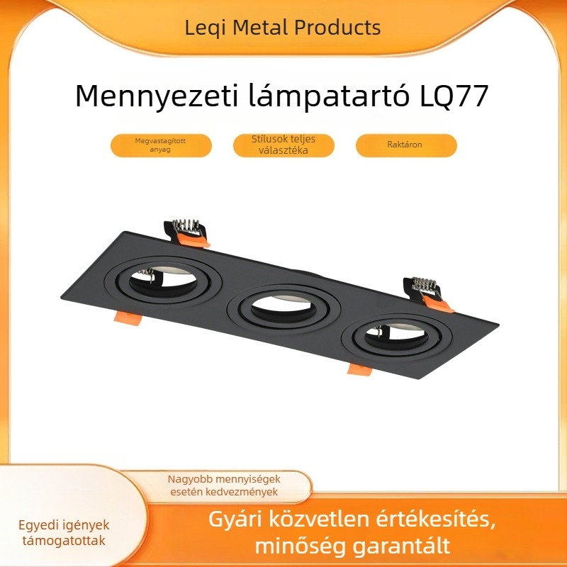 Kétfejes LED-beépített mennyezeti lámpa, téglalap alakú kivágás, 16×8 cm, két soros downlight