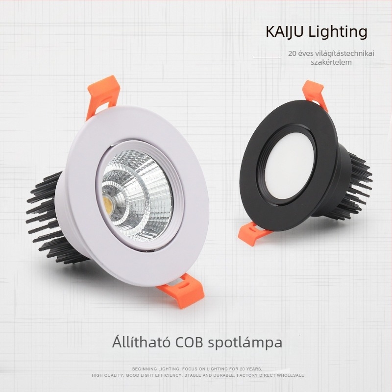 Beépített COB LED mennyezeti downlightok, anti-glare falmosó fénnyel, szállodai és otthoni használatra, 75 darab