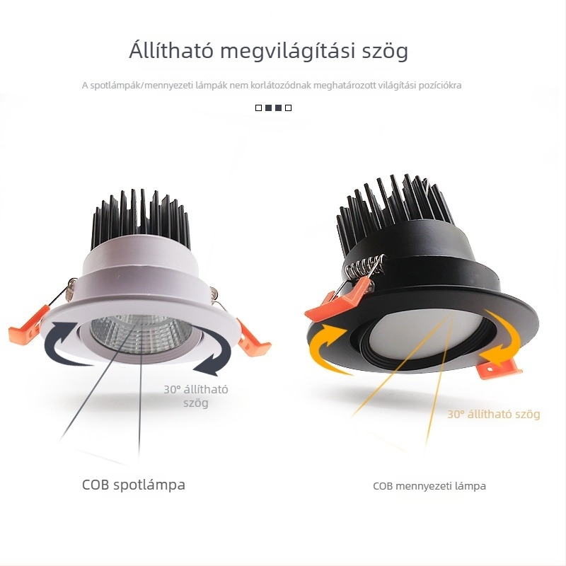 Beépített COB LED mennyezeti downlightok, anti-glare falmosó fénnyel, szállodai és otthoni használatra, 75 darab