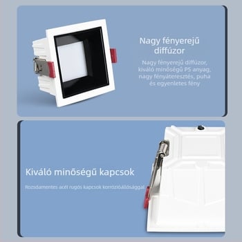 Ultra vékony beépíthető LED mennyezeti downlight, egyfejű, téglalap alakú háló, COB, alumínium ház, 16–20W, 170–260V, 3000K/4000K/6500K
