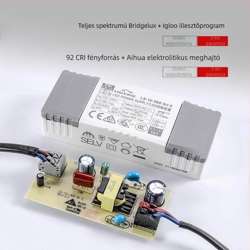 LED mély anti‑glare downlight, nyílás 75-95 mm, teljes spektrum, magas hatékonyságú, 11-15W, alumínium ház, 4500K, CRI ≥90