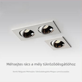 Kétfejes beépített LED spotlámpa, téglalap alakú, méhsejt mintázatú anti-glare, 3500K, nappali, alumínium