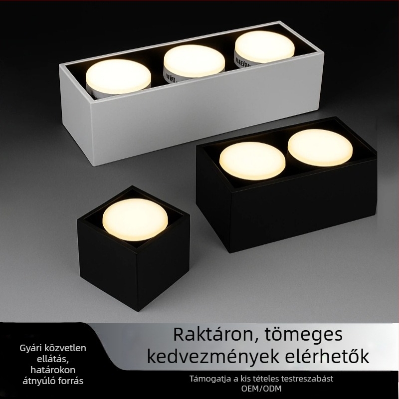 LED felületre szerelt downlight nappali és előszoba számára, négyzet alakú, kétfejű mennyezeti spotlámpa