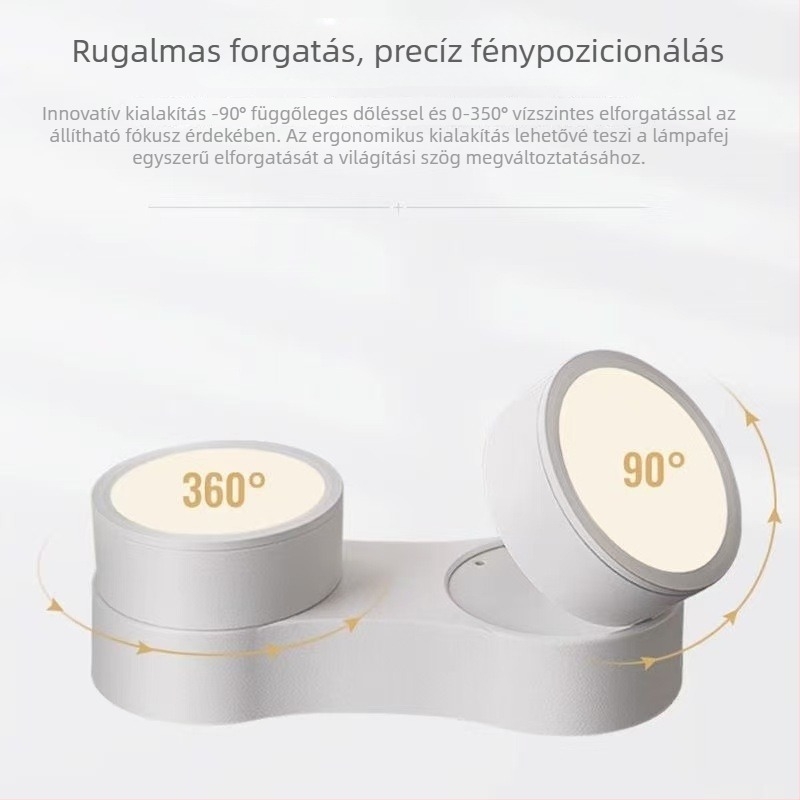 LED felületre szerelt downlight, állítható szögű lefelé irányuló lámpa, dupla fej, nappalira és folyosóra
