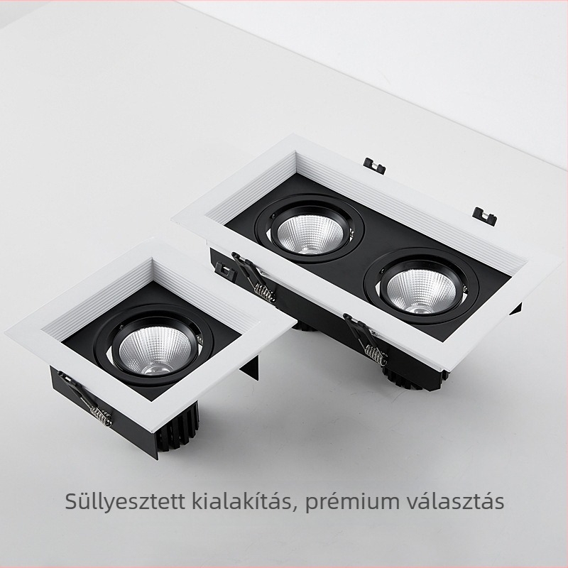 LED négyfejű négyzet alakú beépített mennyezeti spotlámpa, fekete COB lámpa