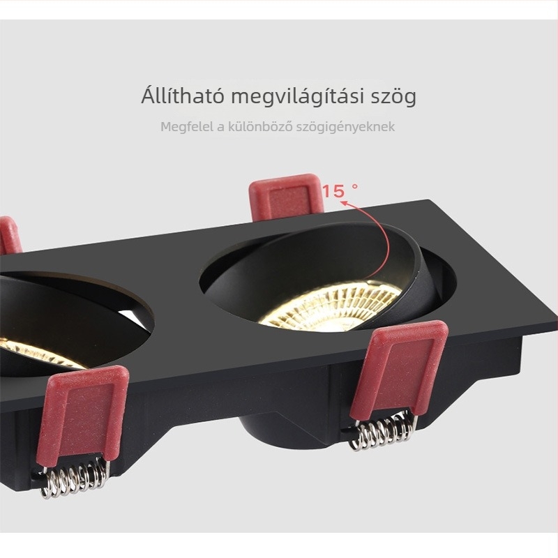 Beépíthető LED mennyezeti lámpa, ultra vékony, egylábas vagy kettős fejű, rácsos kialakítás, 7W/14W, alacsony profilú spot