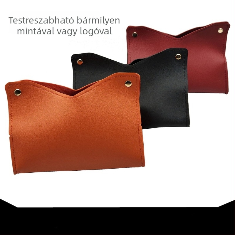 PU bőr szalvétatartó doboz, minimalist design, asztali tároló a szalvétáknak, ideális nappaliba, autóba vagy fürdőszobába