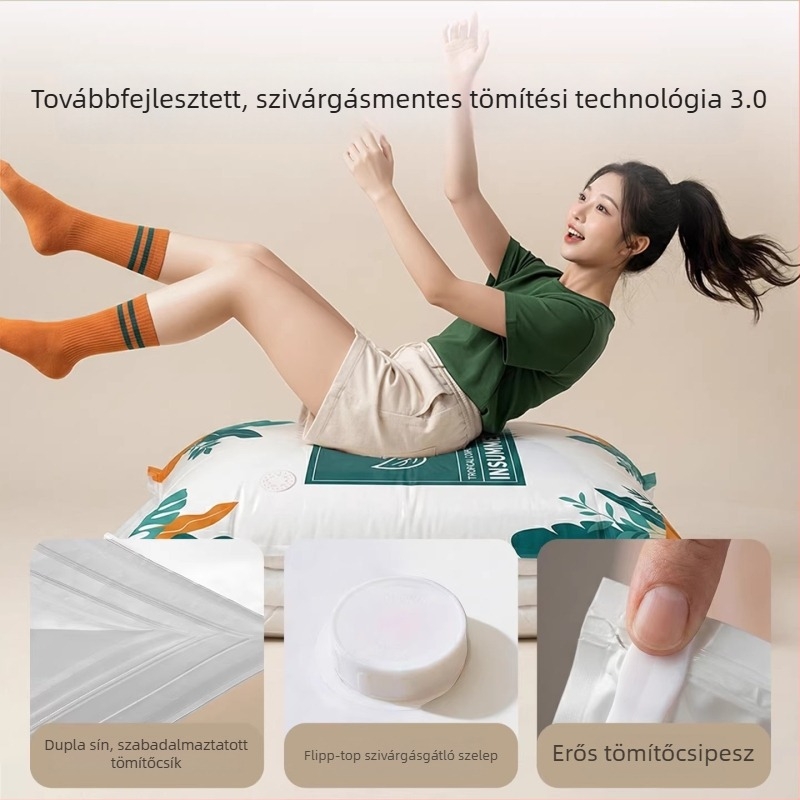 Vákuumos tömítő zacskók paplanok, ruhák, pehelykabátok és dunyhák tárolására – pumpa mellékelve