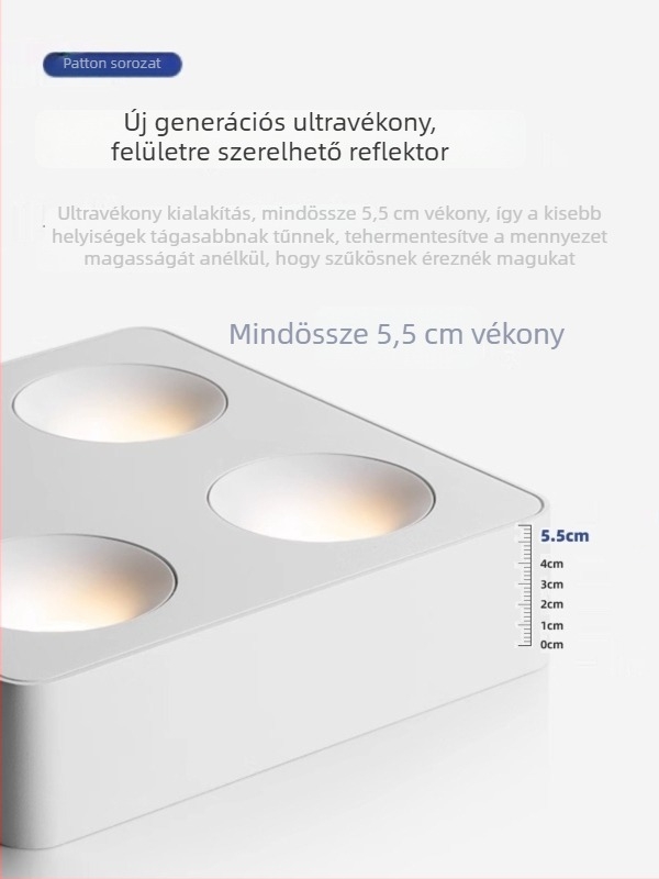 Felszínre szerelt négyszeres fejű okos lámpa, intelligens fényerő- és színbeállítással, anti‑glare spot világítás nappaliba és négyzetes hálószobába