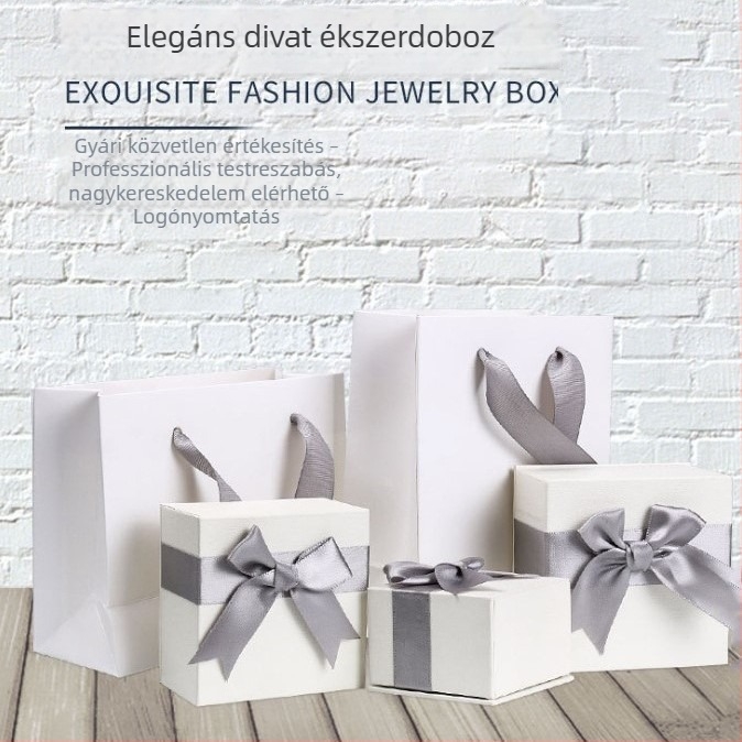 Ékszerszett: nyaklánc, gyűrű és fülbevalók dobozban masnival – Valentin-napi ajándék