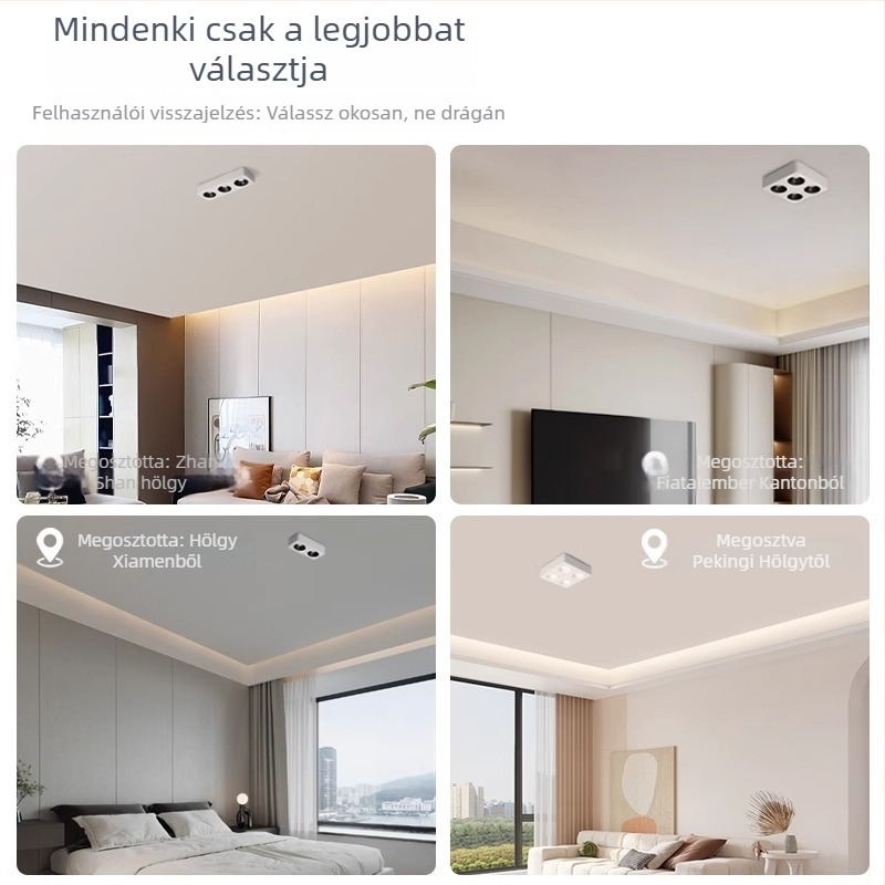 Mesh2.0 Okos felületi LED spotlámpa hálószobába, négyzetes alakú, hatfejes, alumínium ház