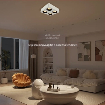 LED négyzet alakú felületre szerelt downlight nappalira, alumínium ház, 6-10W, 3000K melegfehér, CRI 90+