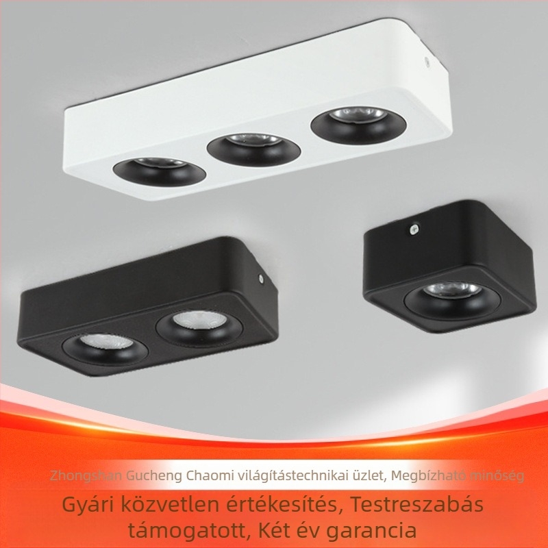 LED négyzet alakú felületre szerelt downlight nappalira, alumínium ház, 6-10W, 3000K melegfehér, CRI 90+