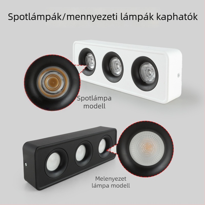 LED négyzet alakú felületre szerelt downlight nappalira, alumínium ház, 6-10W, 3000K melegfehér, CRI 90+