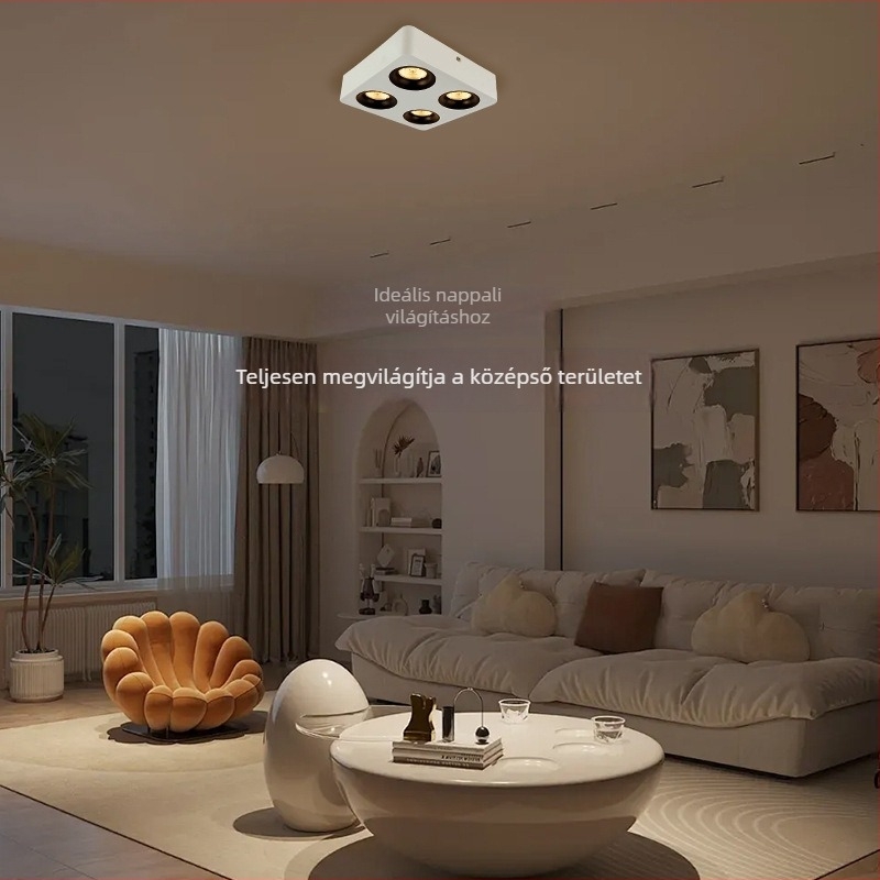 LED négyzet alakú felületre szerelt downlight nappalira, alumínium ház, 6-10W, 3000K melegfehér, CRI 90+
