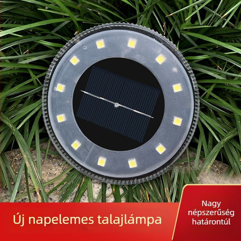 12 LED-es napelemes föld alatti lámpa gyephez, udvarhoz és kerthez, tájkép megvilágítás, IP65