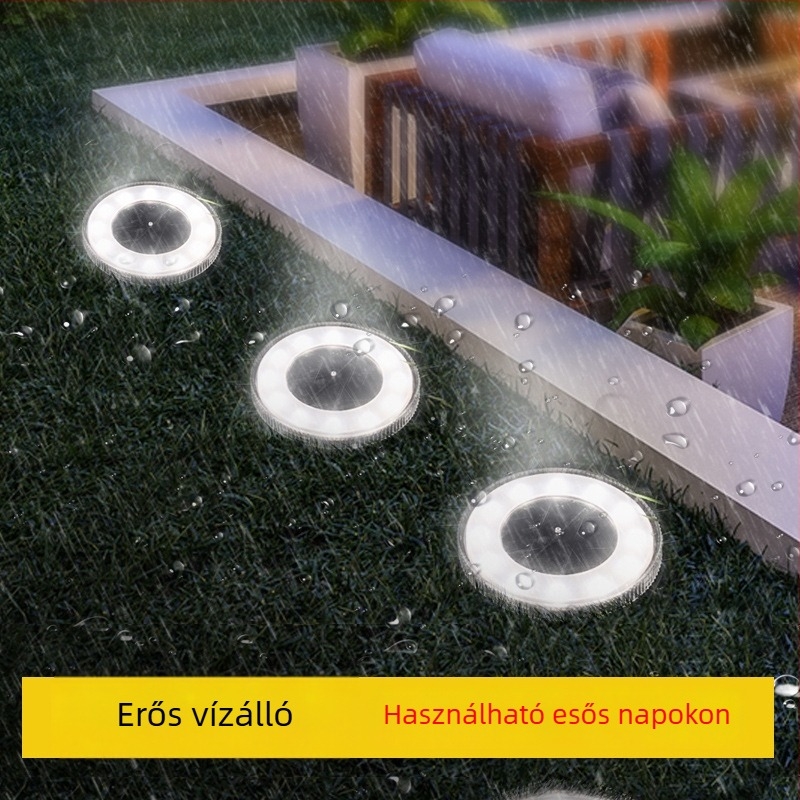 12 LED-es napelemes föld alatti lámpa gyephez, udvarhoz és kerthez, tájkép megvilágítás, IP65