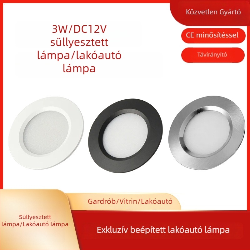 LED szekrényvilágítás, beépített gardrób downlight, 12V/24V, igazolt RV világítás, konyha- és fürdőszoba világítás