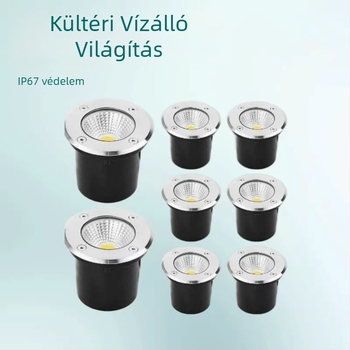 LED földalatti kültéri lámpa rozsdamentes acélból, kerek, 1W-3W, IP67, 24V, melegfehér 3000K