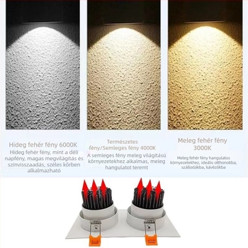 Négyszögletes LED beépített spotlámpa rácsos kivitelben, anti-glare, kettős fejű mennyezeti világítás