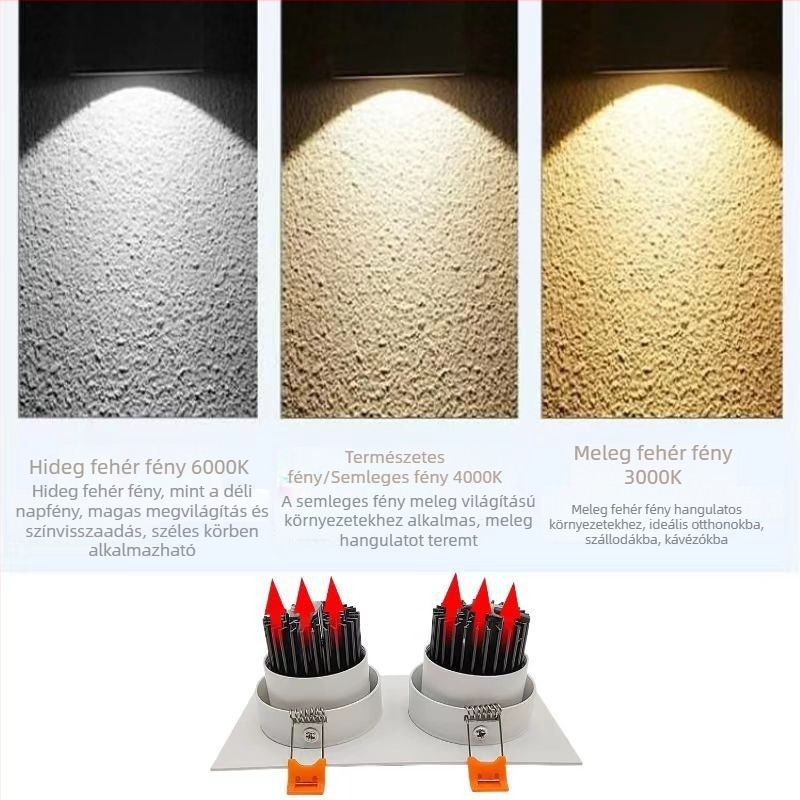 Négyszögletes LED beépített spotlámpa rácsos kivitelben, anti-glare, kettős fejű mennyezeti világítás