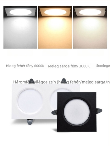 LED téglalap alakú beépített downlight rácsos mennyezethez, folyosóra, egy- vagy kettőfejes