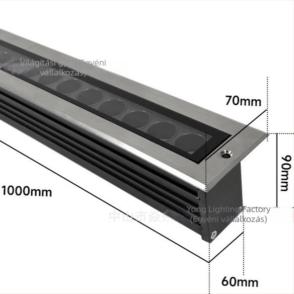 Mélylyukú föld alatti világítás, hosszú csík alakú, anti‑reflektív LED 24V, IP67