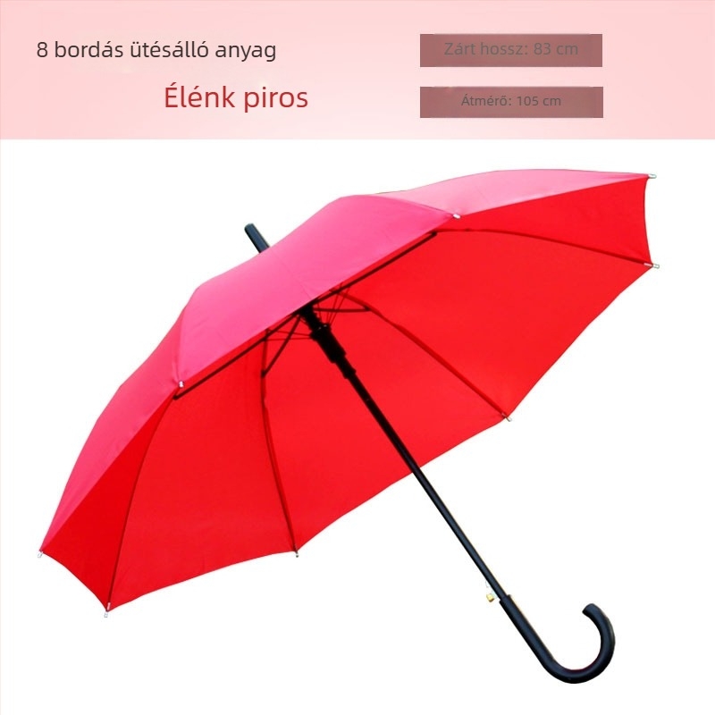 Vörös hosszú nyélű esernyő logónyomással – reklám ajándék esernyő