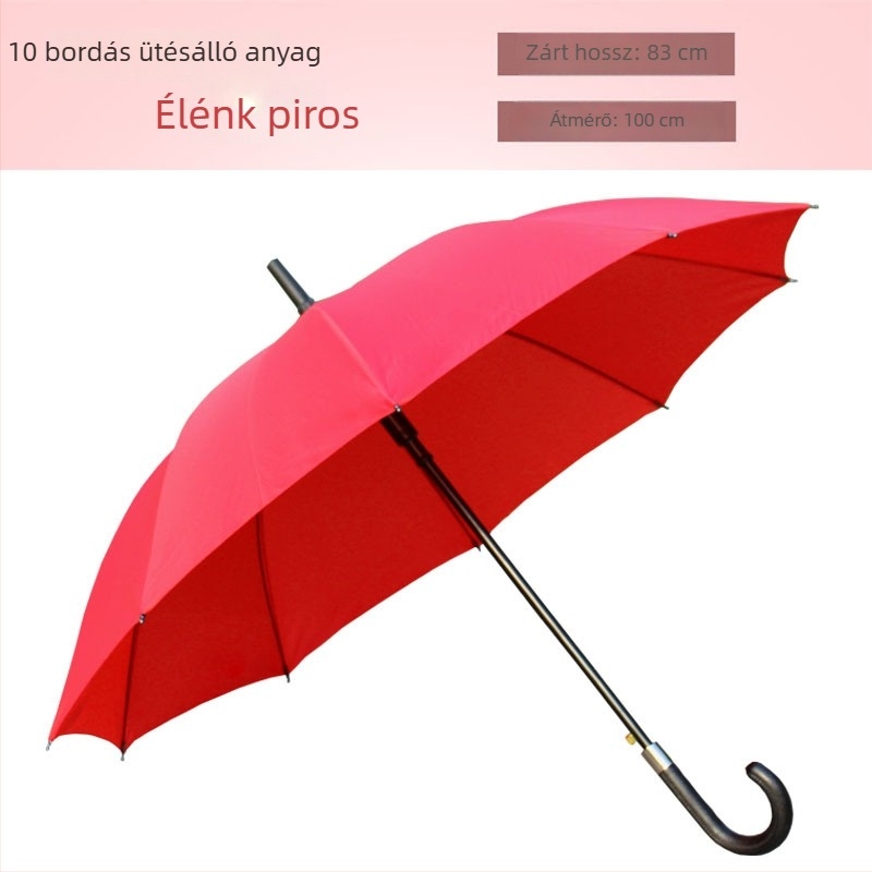 Vörös hosszú nyélű esernyő logónyomással – reklám ajándék esernyő