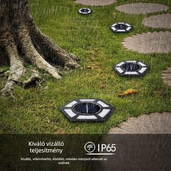 12 LED-es napelemes föld alatti lámpák kerthez, gyephez, udvarhoz és lépcsőkhöz – vízálló kültéri tájvilágítás