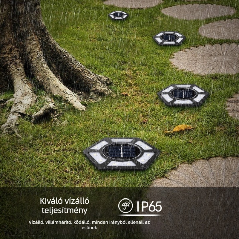 12 LED-es napelemes föld alatti lámpák kerthez, gyephez, udvarhoz és lépcsőkhöz – vízálló kültéri tájvilágítás