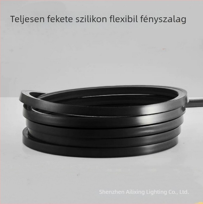 Kisfeszültségű RGB LED-szalag fekete szilikon burkolattal, rugalmas beépített neonfény az atmoszférához