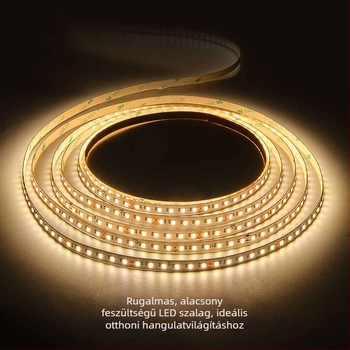 Teljes spektrumú LED csík, 24V, öntapadó, szemkímélő, villogásmentes, CRI 98, 120 LED/m, 8 mm, beltéri világítás, alumínium csatornával
