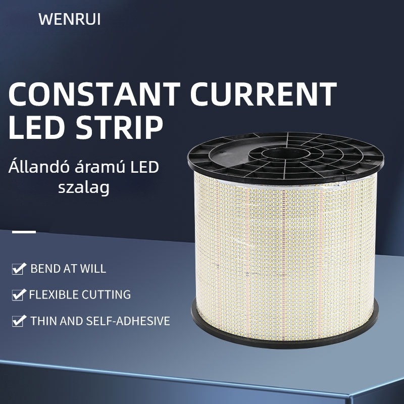 2835-ös LED szalag állandó árammal, két színű, 180 LED, 7 mm szélesség, fehér és melegfehér, öntapadós