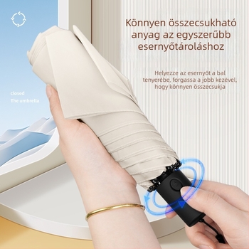 Ultra könnyű automata háromrészes esernyő memóriaanyagú, esőre és napra — reklám ajándék esernyő