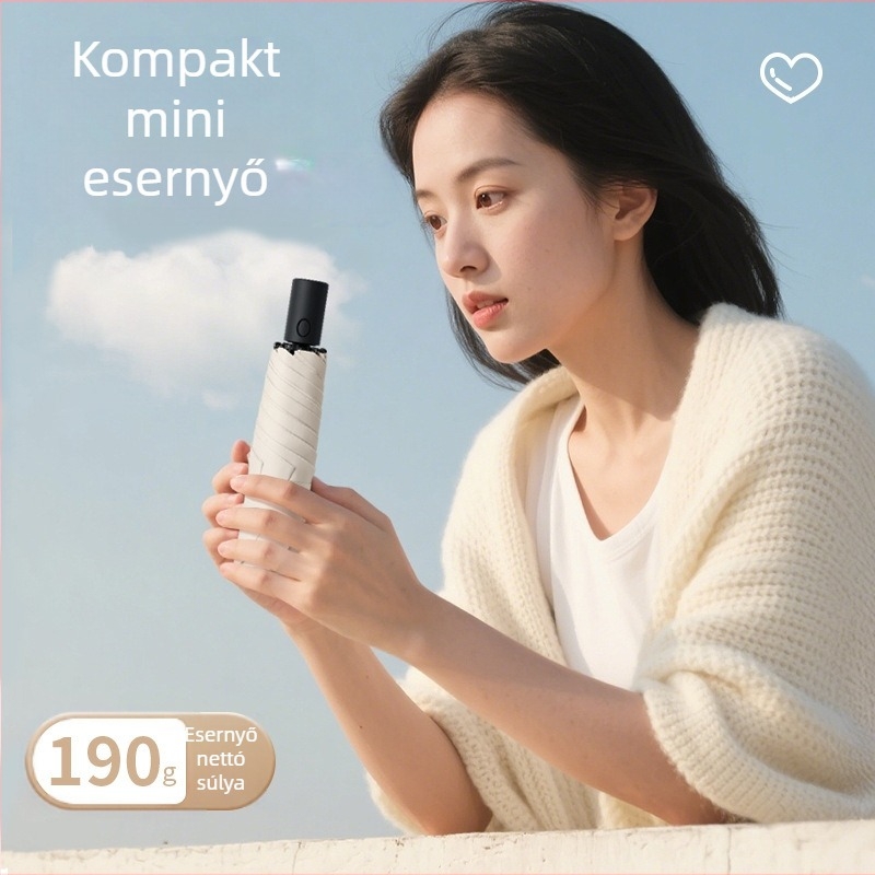 Ultra könnyű automata háromrészes esernyő memóriaanyagú, esőre és napra — reklám ajándék esernyő