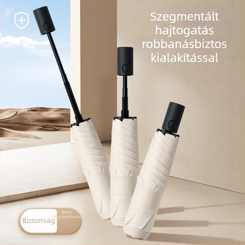 Ultra könnyű automata háromrészes esernyő memóriaanyagú, esőre és napra — reklám ajándék esernyő