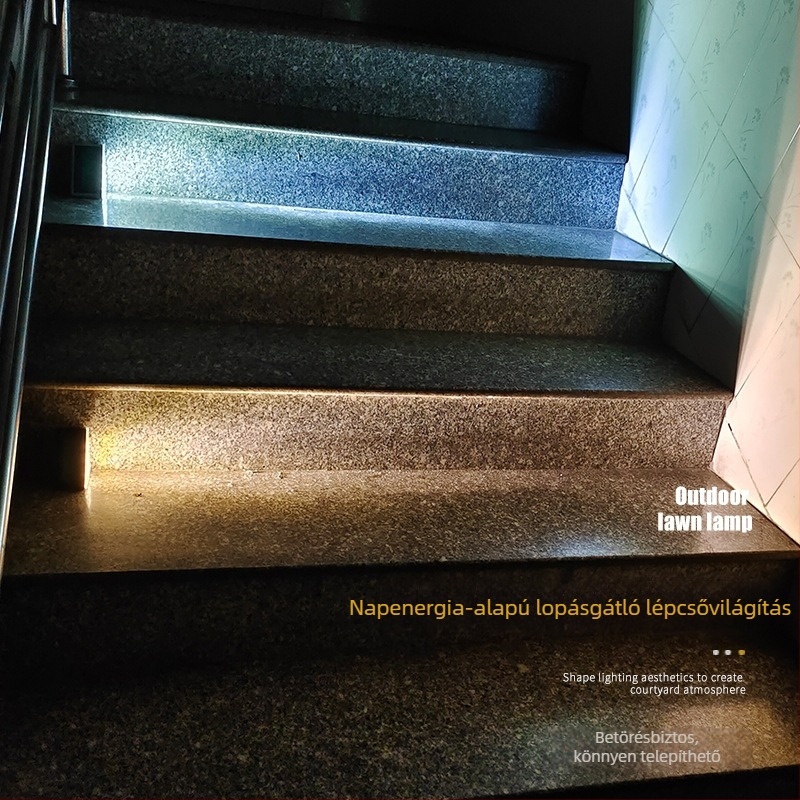 Kültéri napelemes lépcsővilágítás LED, háromszög alakú, 80×80×55 mm, IP65, 2.6 W, 6500 K